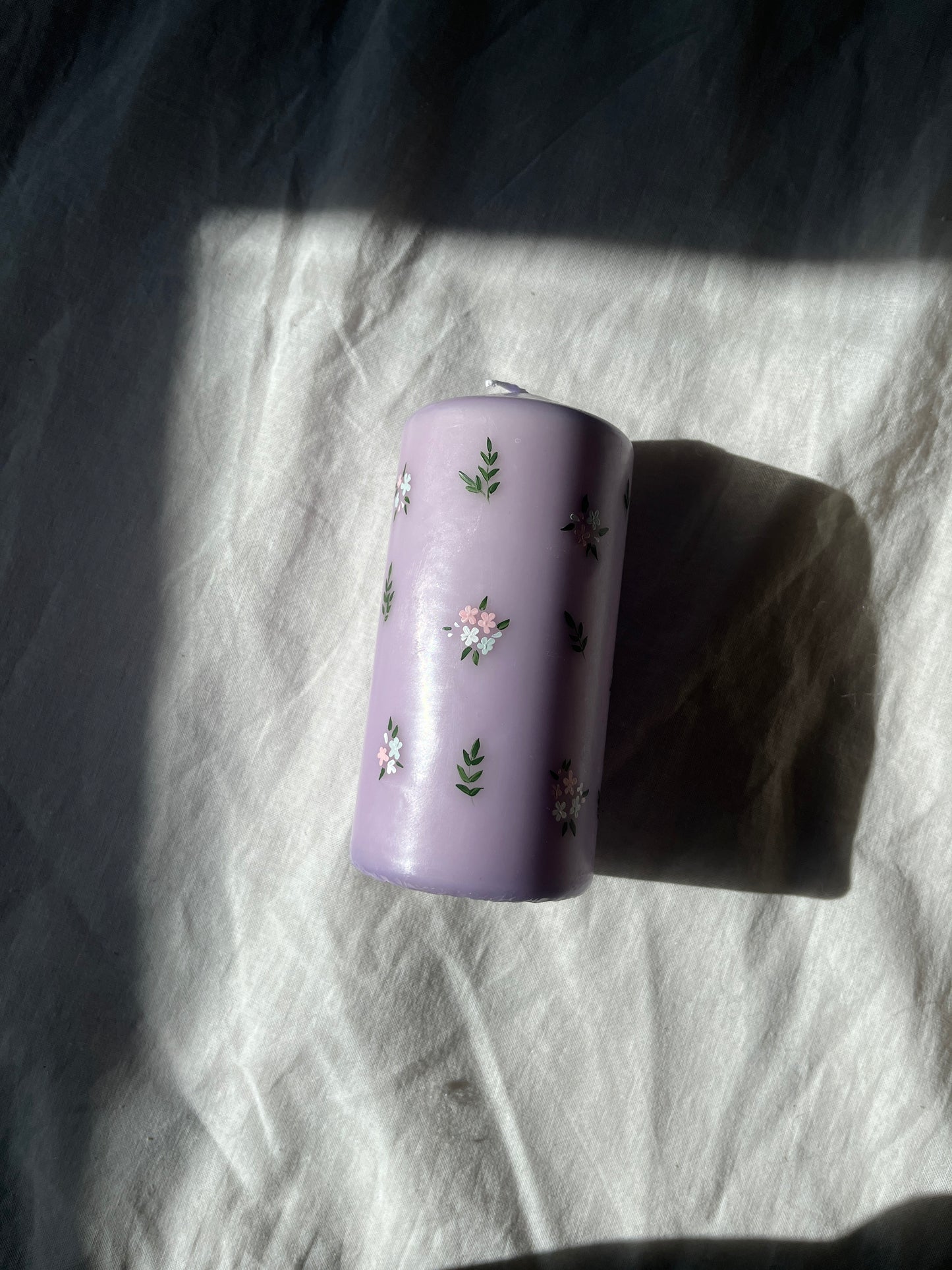 Håndmalte kubbelys (14 cm)