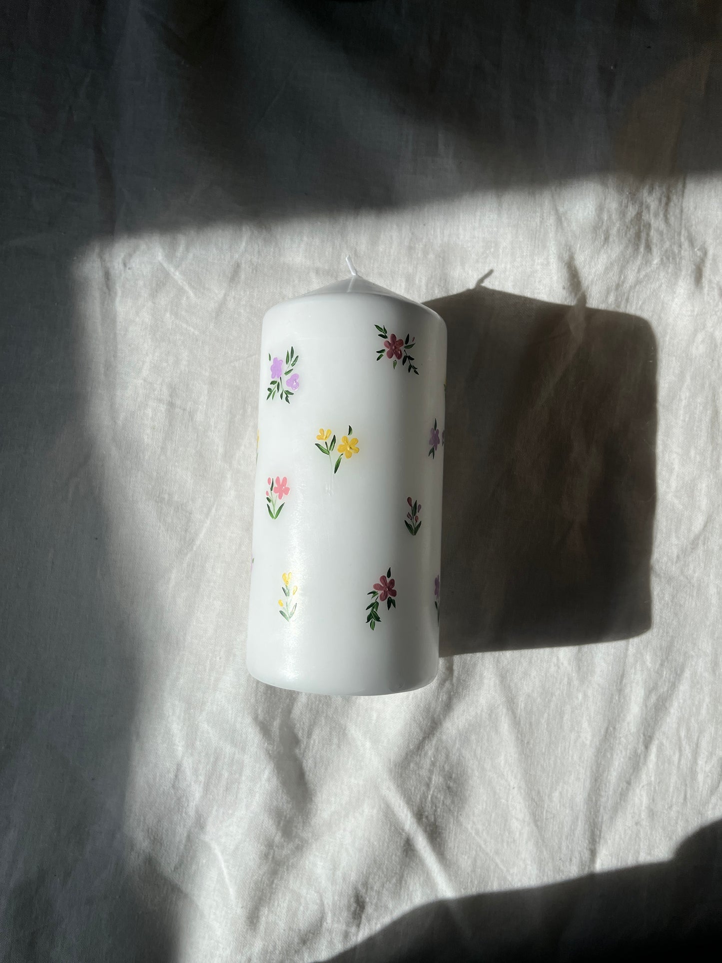 Håndmalte kubbelys (14 cm)