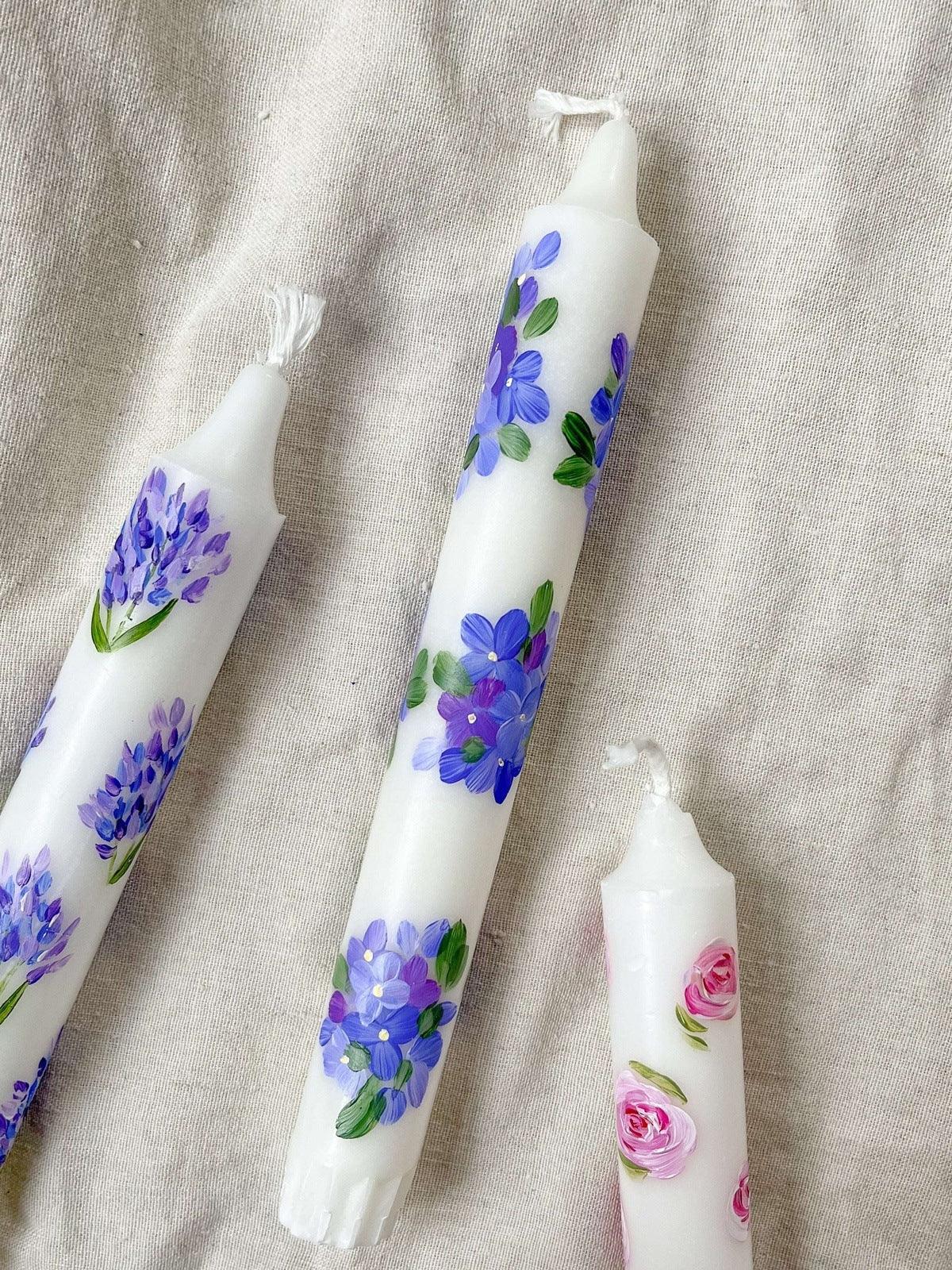 Håndmalte kronelys | Oliva Fibers & Design