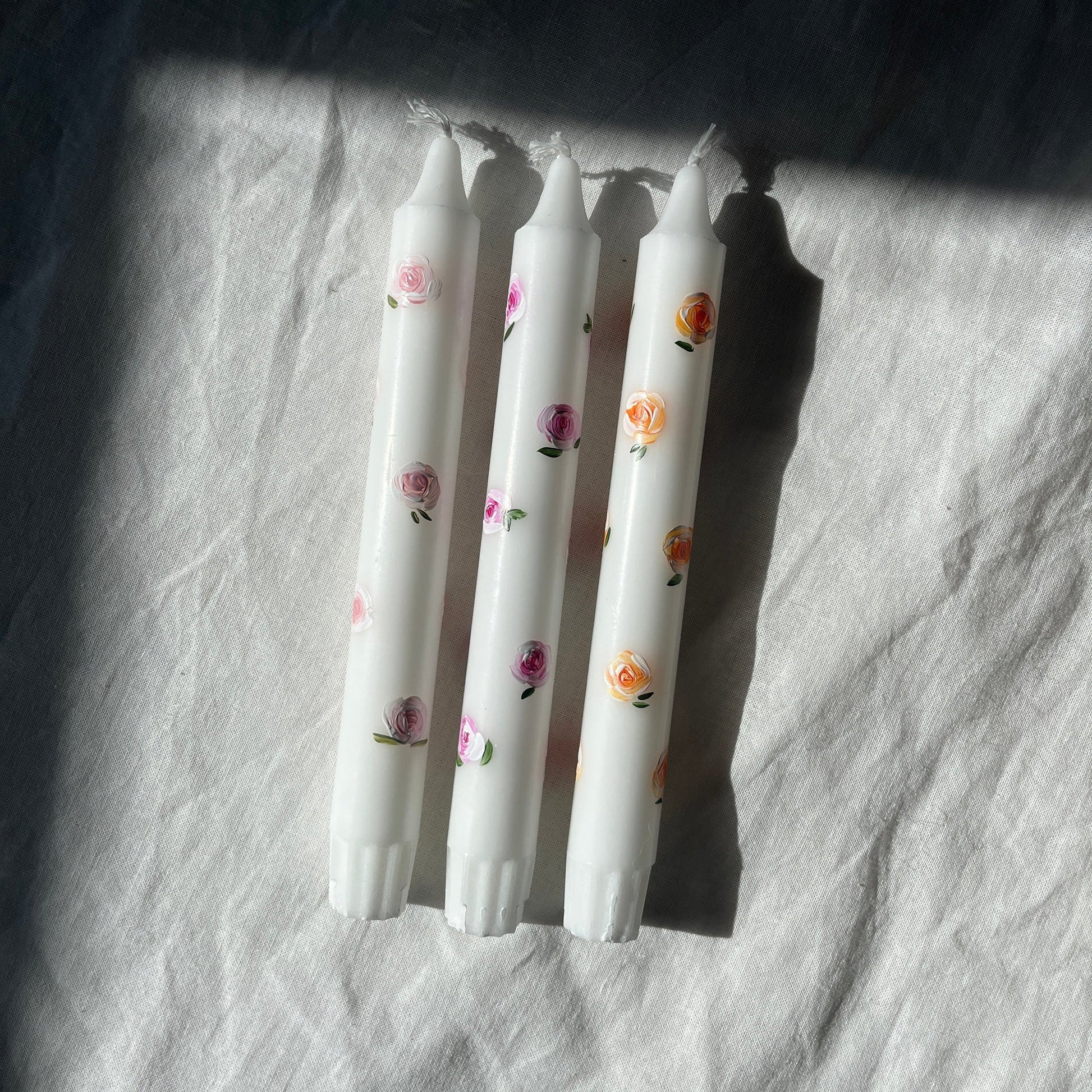Håndmalte kronelys - Oliva Fibers & Design